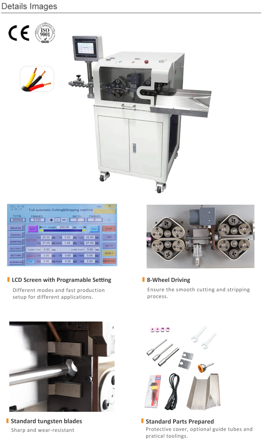 Automatic Multi-Core Wire Cutting Stripping Machine for Outer Sheathed and Inner Core Wire Jacket Cable Strip Equipment